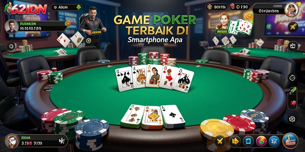 Tampilan seru dari gameplay poker di 62IDN.
