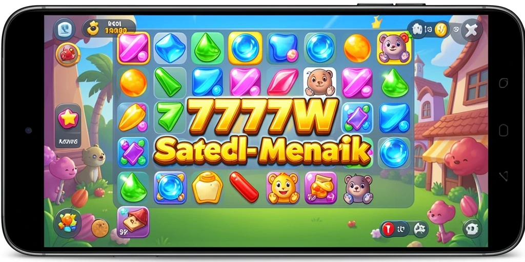 Tampilan gameplay 7777W dengan kombinasi simbol yang mencolok.