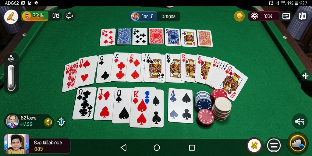 Tampilan screenshot gameplay ADG62 yang menampilkan suasana bermain Gaple.