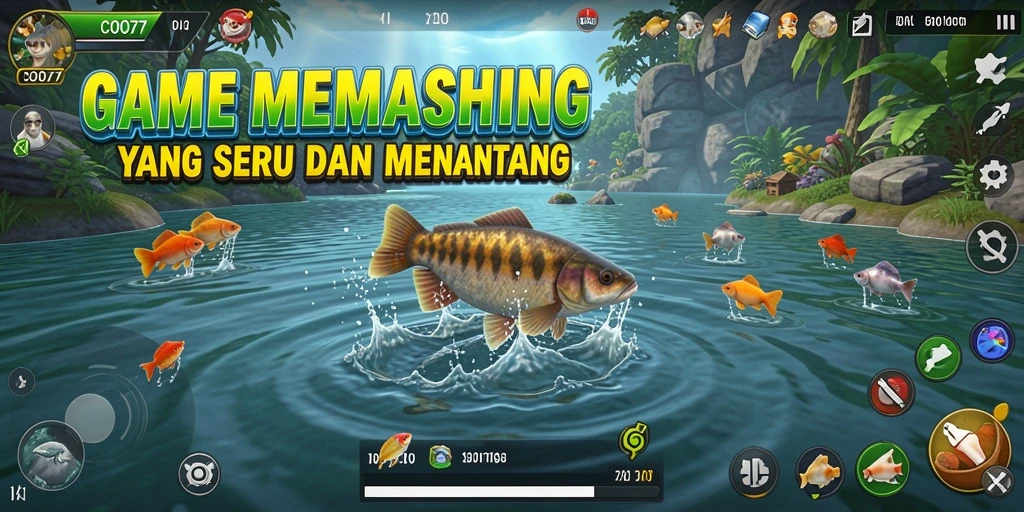 Tampilan gameplay menarik di COO77 dengan berbagai jenis ikan.