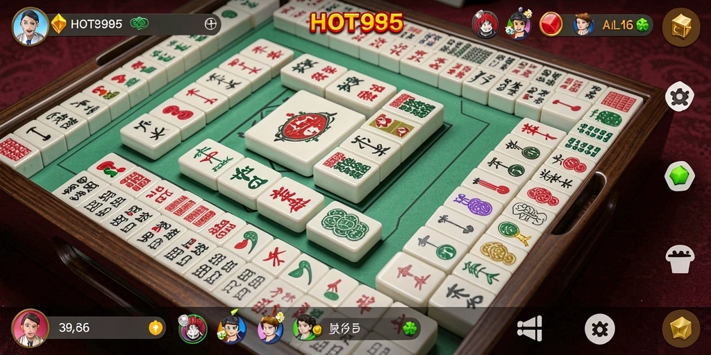 Screenshot gameplay Mahjong HOT985 dengan grafik menawan.