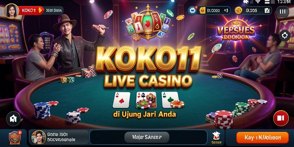 Screenshot gameplay KOKO11 yang menunjukkan dealer langsung dan interaksi pemain.