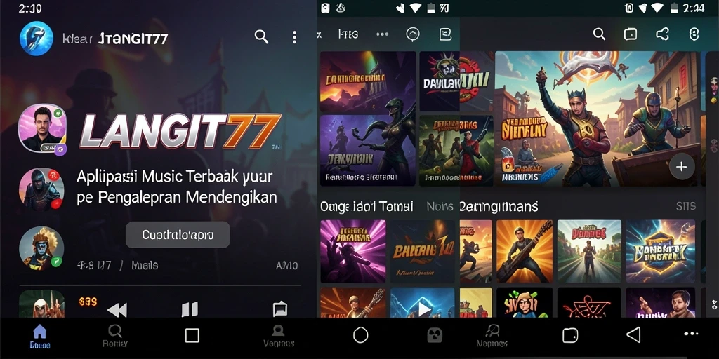 Tampilan screenshot LANGIT77 yang menunjukkan berbagai fitur musik.