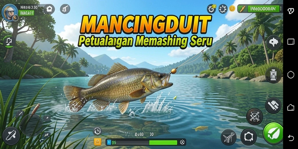 Tampilan gameplay petualangan memancing yang menarik di MANCINGDUIT.