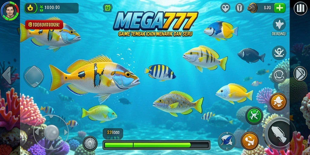 Tampilan menarik gameplay MEGA777 dalam Tembak Ikan.