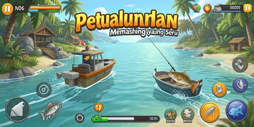Tampilan gameplay seru saat memancing ikan besar di N06.