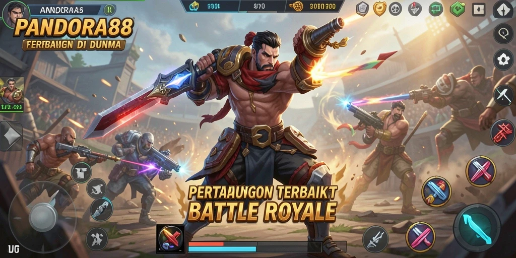 Tangkapan layar PANDORA88 menampilkan pertempuran intens dalam arena Battle Royale.