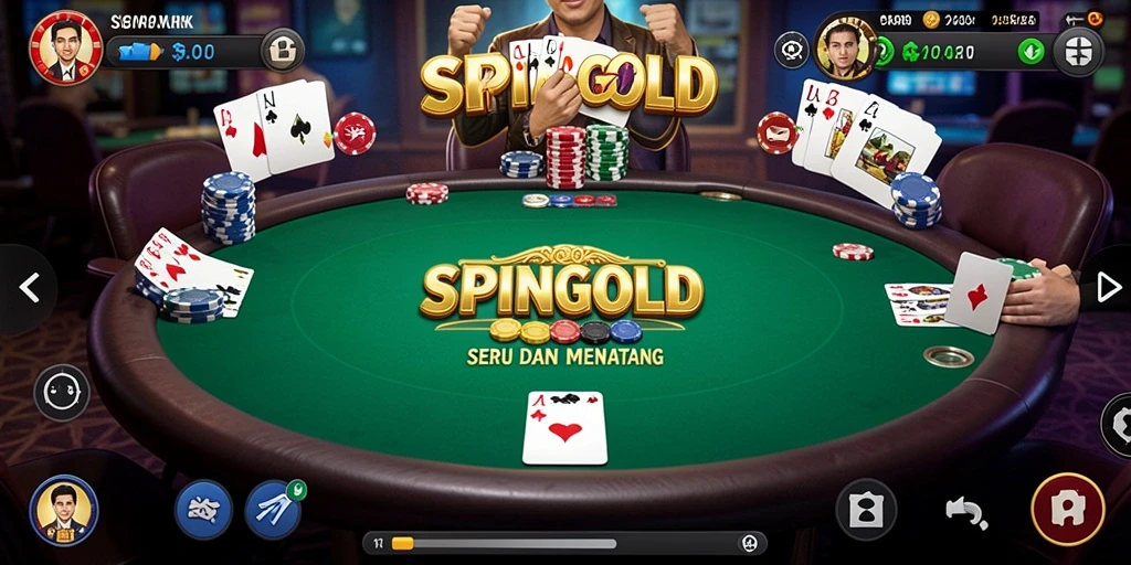 Screenshot utama SPINGOLD menampilkan aksi seru permainan Poker.