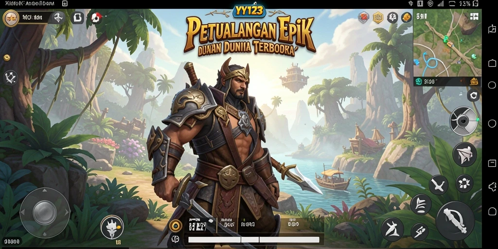 Screenshot utama YY123 menampilkan aksi seru dalam petualangan yang menantang.